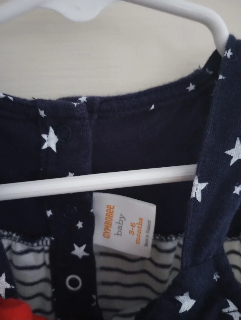 Gymboree Navy Star & White Stripe Bubble Romper with Red Bow 3-6m 4th Of July